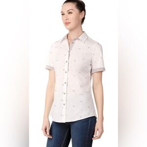 Chef Works Women's Omaha Button Up Shirt With Chicken/Hens Size Medium